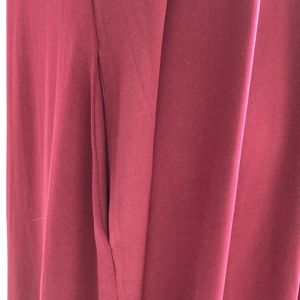 Nina Leonard Burgundy High-Low 3/4 Sleeve Dress w/ Pockets - Picture 5 of 8